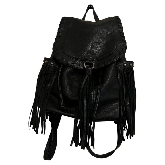 🌵FOREVER 21 BLACK BOHO FRINGE WESTERN WITH STUDS BACKPACK - Picture 3 of 6